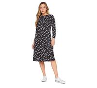 M&Co Petite Floral Print Ponte Swing Dress - Women's Black