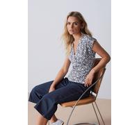 M&co Petite Floral Print Wrap Top In Dark Navy Dark Navy 18