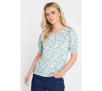 M&co Petite Floral Puff Sleeve T-Shirt In White White 16