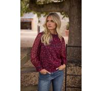 M&co Petite Floral Stud Detail Blouse In Red Red 12