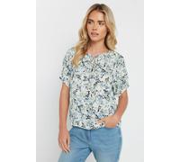 M&co Petite Floral Tie Neck Blouse In White White 18