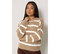 M&Co Women's Petite Striped Jumper in Light Brown | Size: 8/10