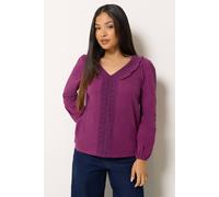 M&co Petite Frill Detail Cotton Blouse In Magenta Magenta