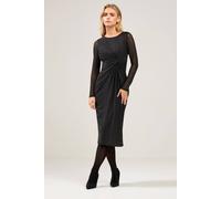 M&Co Women's Petite Glitter Knot Front Dress in Black | Size: 8 M&Co Black 8