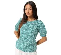 M&Co Petite Green Ditsy Floral Puff Sleeve Top - Women's