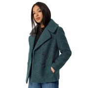 M&Co Women's Double Breasted Boucle Coat in Green | Size: 16