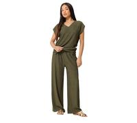 M&Co Women's Petite Textured Wide Leg Trousers in Olive | Size: 12 M&Co Olive 12