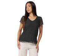 M&Co Petite Lace Short Sleeve V-Neck Top - Women's Black