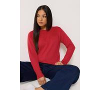 M&Co Women's Petite Lace Trim Jumper in Red | Size: 8/10