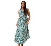 M&Co Petite Leaf Print Cotton Maxi Dress - Women's Green