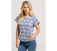 M&co Petite Leaf Print Scoop Neck Top In Dark Navy Dark Navy 18