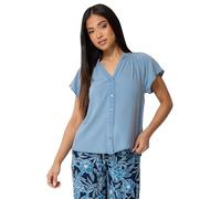 M&Co Women's Petite Button Front Blouse in Blue | Size: 14 M&Co Blue 14