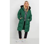 M&co Petite Longline Padded Puffer Coat In Green Green 16