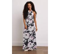 M&co Petite Mesh Knot Front Halter Dress In Black Black 10