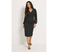 M&co Petite Mesh Wrap Dress In Black Black