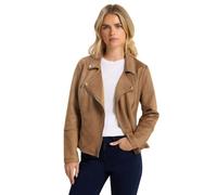 M&Co Women's Petite Faux Suede Biker Jacket in Brown | Size: 12 M&Co Brown 12