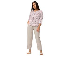 M&Co Petite Natural Linen Joggers - Women's Brown