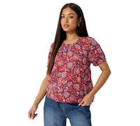 M&Co Petite Orange Abstract Print Scoop Neck Top - Women's