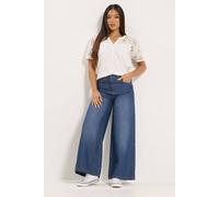 M&Co Women's Petite Palazzo Jeans in Mid Blue | Size: 10 M&Co Mid Blue 10