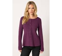 M&Co Women's Petite Peplum Cardigan Sweater in Purple | Size: 8/10
