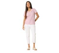 M&Co Petite Pink Short Sleeve Frill Cotton Blouse - Women's