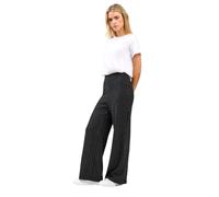 M&Co Women's Petite Pinstripe Wide Leg Trousers in Black | Size: 16 M&Co Black 16