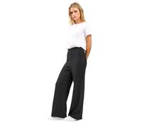 M&Co Women's Petite Pinstripe Wide Leg Trousers in Black | Size: 14 M&Co Black 14