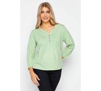 Petite Pleated Henley Top M&Co Pale Green 16