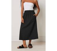 M&Co Petites Petite Cotton Pocket Detail Midi Skirt - Women's Black
