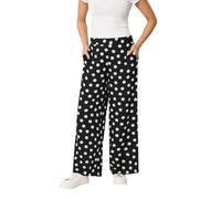 M&Co Petite Polka Dot Wide Leg Trousers - Women's Black