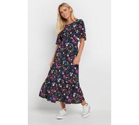 M&Co Petites Petite Floral Print Flutter Sleeve Dress - Women's Black