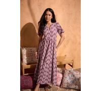 M&co Petite Printed Cotton Maxi Dress In Burgundy Burgundy
