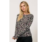 M&co Petite Printed Crew Neck Jumper In Natural Natural 12-14