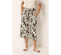 M&Co Petite Purple Leaf Print Cropped Trousers - Women's
