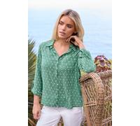 M&Co Women's Petite Printed Long Sleeve Shirt in Green | Size: 16 M&Co Green 16