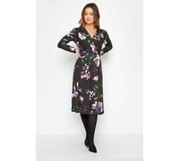 M&co Petite Printed Wrap Dress In Black Black 8