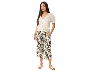 M&Co Petite Purple Leaf Print Cropped Trousers - Women's