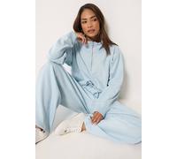 M&co Petite Quarter Zip & Wide Leg Joggers Set In Baby Blue Baby Blue