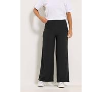 M&co Petite Ribbed Wide Leg Trousers In Black Black