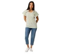 M&Co Petite Sage Green Floral Cotton Scoop Neck Top - Women's