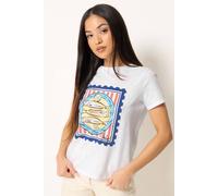 M&Co Women's Petite Sardine Stamp Print Cotton T-Shirt in White | Size: 14 M&Co White 14