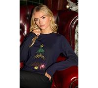 M&co Petite Sequin Embellished Jumper In Dark Navy Dark Navy 12-14