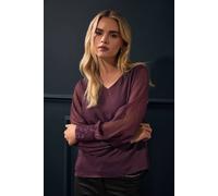 M&co Petite Sheer Chiffon Blouse In Purple Purple 10