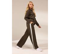 M&co Petite Side Stripe Cotton Wide Leg Joggers In Brown Brown