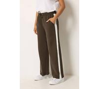 M&Co Women's Petite Side Stripe Cotton Wide Leg Joggers in Brown | Size: 8S M&Co Brown 8S