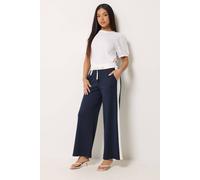 M&co Petite Side Stripe Wide Leg Trousers In Dark Navy Dark Navy
