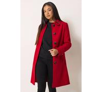M&Co Women's Petite Single Breasted Midi Coat in Red | Size: 14