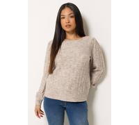 M&co Petite Slash Neck Jumper In Light Brown Light Brown