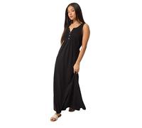M&Co Women's Petite Cotton Henley Maxi Dress in Black | Size: 12 M&Co Black 12