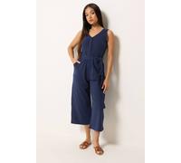 M&Co Women's Petite Sleeveless Jumpsuit in Mid Navy | Size: 12 M&Co Mid Navy 12